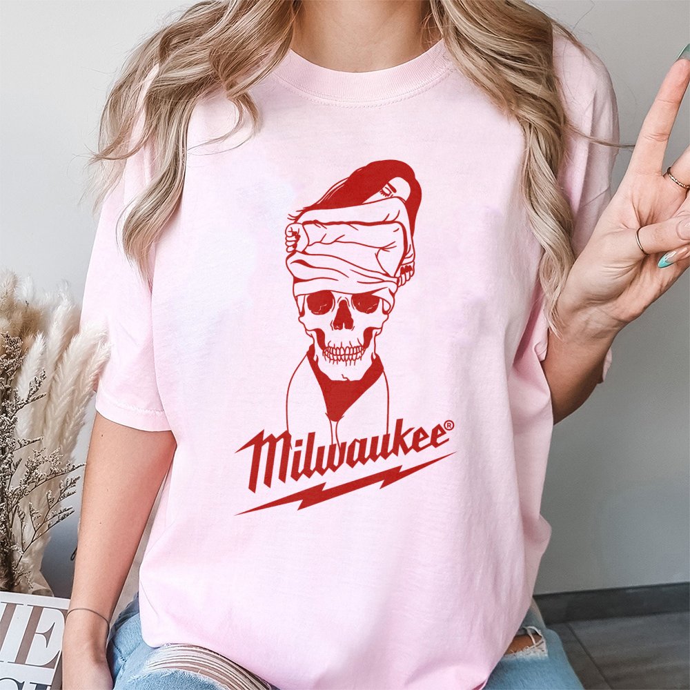 Milwaukee Skull T-Shirt | Edgy Streetwear Graphic Tee | 100% Premium Cotton | Gift for Mechanics and Tool Enthusiasts