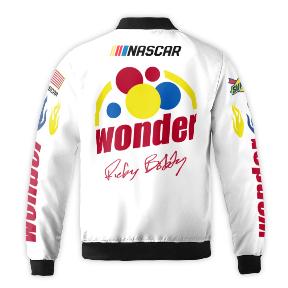 Wonder Bread Racing Bomber Jacket | Ricky Bobby Tribute Graphic Print | Premium Nylon Streetwear | Funny Gift for Talladega N