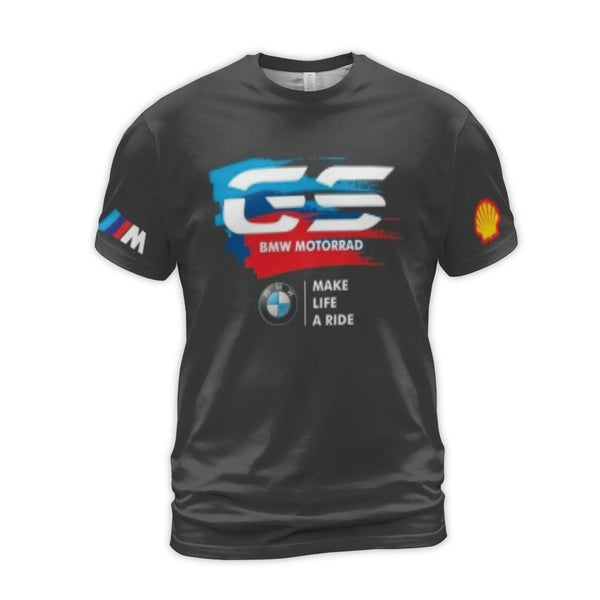 Motorcycle Racing T-Shirt | BMW Motorrad GS Graphic Tee | Premium Polyester Blend Jersey | Gift for Biker Enthusiasts