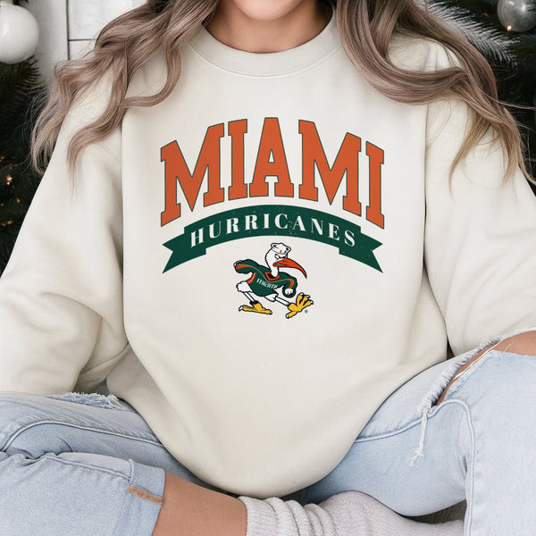 Miami Hurricanes Sweatshirt | Vintage Style College Football Graphic | Premium Cotton Blend | Gift For University Fan Student