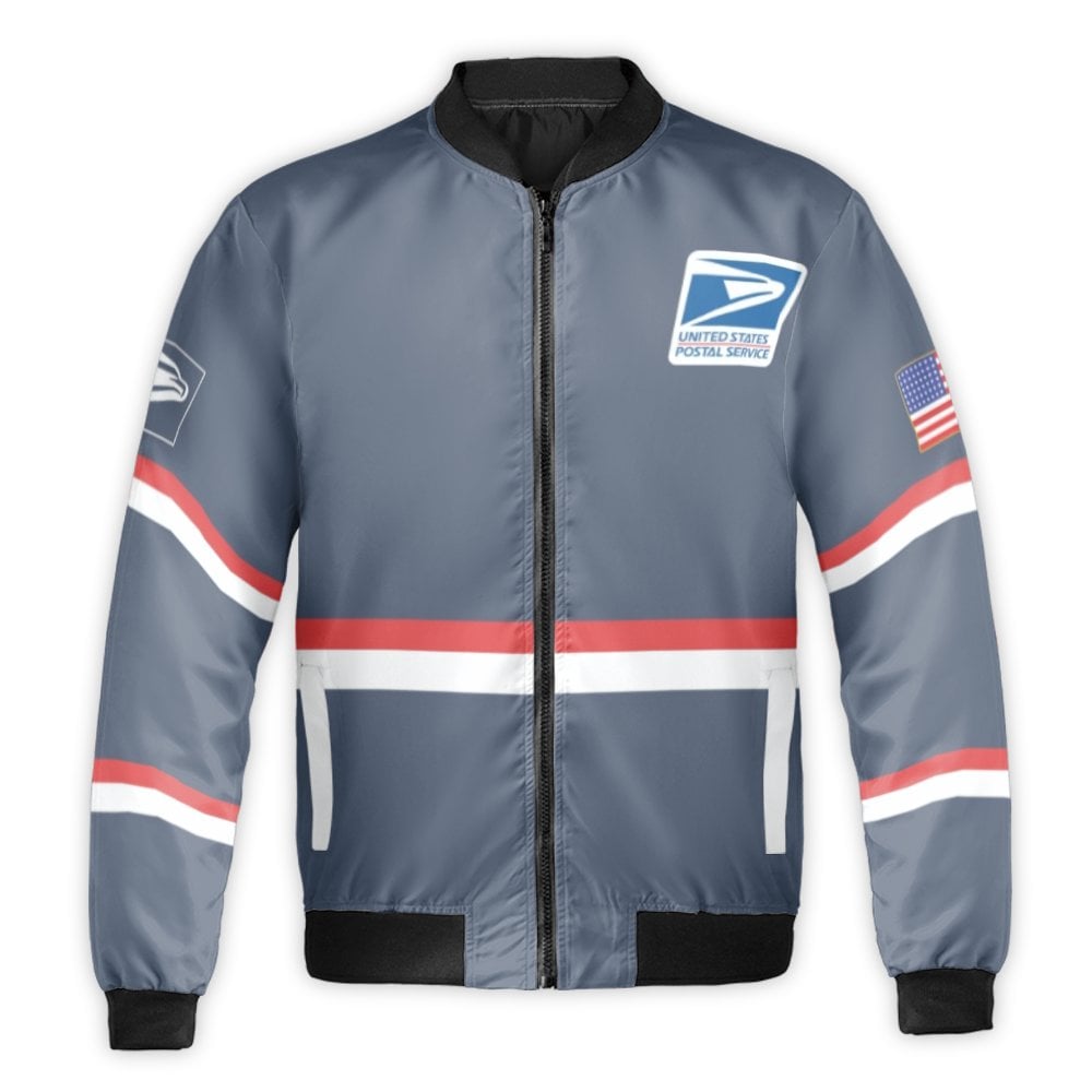 USPS Bomber Jacket | United States Postal Service Logo Graphic | Durable Nylon Outer Shell | Style Apparel Gift