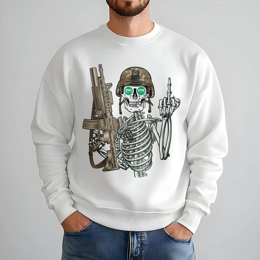 Infantry Skull Graphic Sweatshirt | Military Skeleton Soldier Design | Premium Cotton Blend | Funny Veteran Gift for Men and 