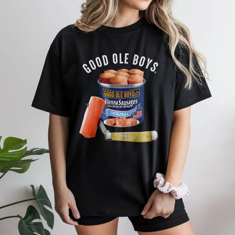Vienna Sausage T-Shirt | Funny Retro Country Food Graphic | Premium Soft Cotton Tee | Gift for Southern BBQ and Cookout Fans