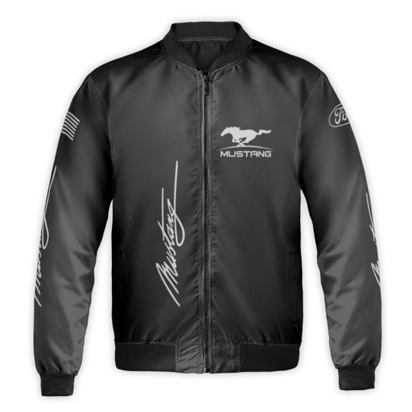 Ford Mustang Bomber Jacket | American Muscle Car Graphic Print | Windproof Nylon Outerwear | Gift for Auto Enthusiasts and Ca