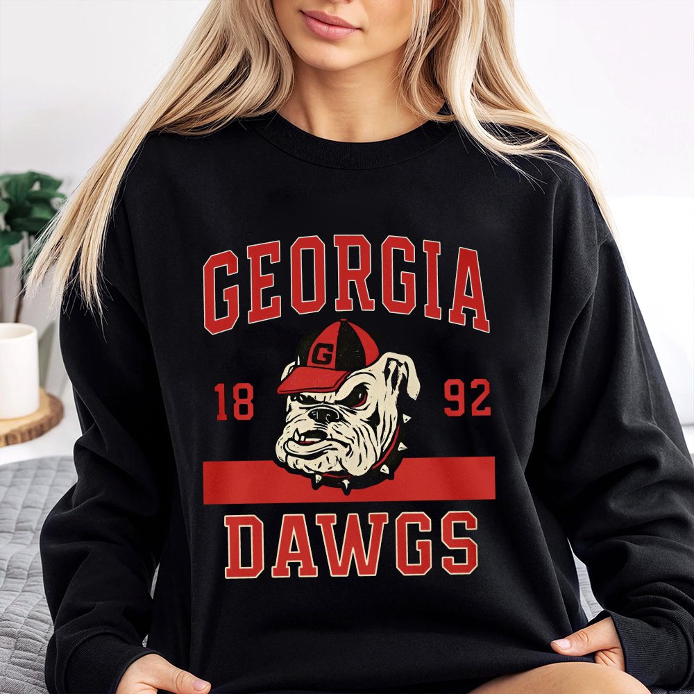 Georgia Dawgs Sweatshirt | Vintage Bulldog Mascot Graphic | Premium Cotton Blend | Unisex Game Day Apparel for College Footba