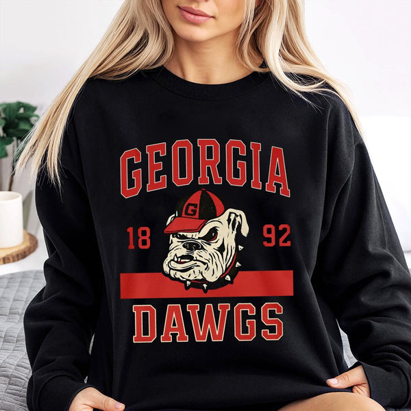 Georgia Dawgs Sweatshirt | Vintage Bulldog Mascot Graphic | Premium Cotton Blend | Unisex Game Day Apparel for College Footba