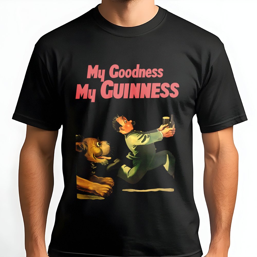 Vintage Beer T-Shirt | Classic Guinness Advertising Art | 100% Cotton Premium Tee | Retro Irish Stout Graphic Gift For Men An