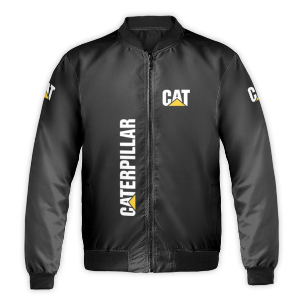 Caterpillar Logo Bomber Jacket | Heavy Equipment Construction Workwear | Durable Nylon Shell | Premium Utility Gift For Men