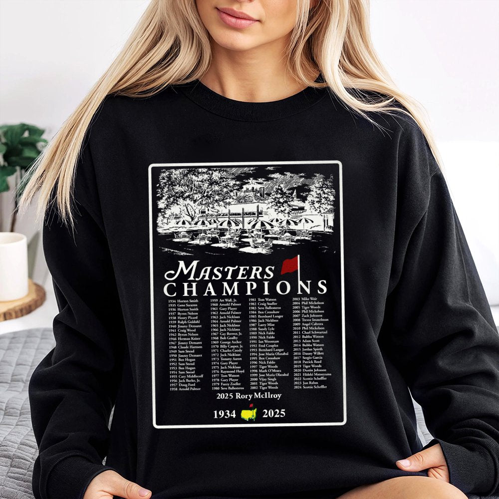 Golf History Champions Sweatshirt | Masters Winner List 1934-2025 | Premium Cotton Blend | Gift for Golf Lover & Augusta Fan