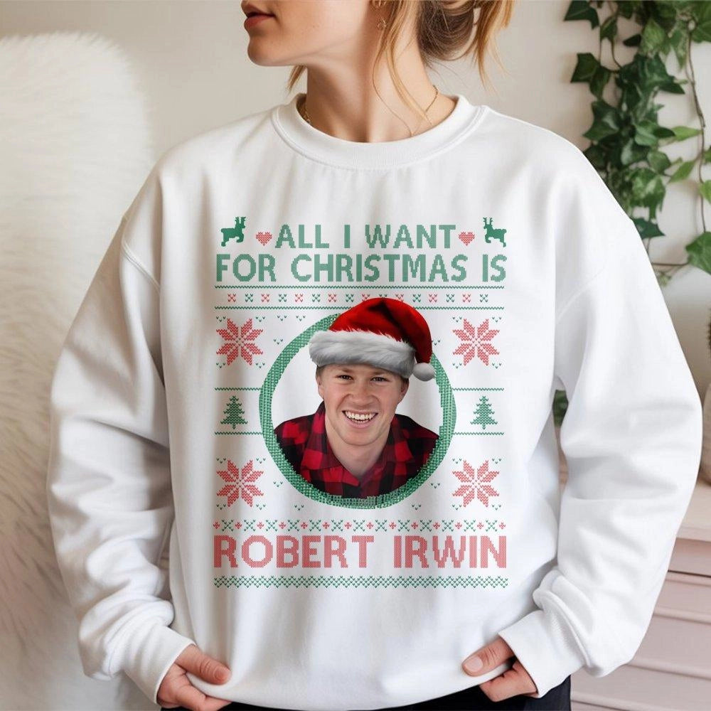 Robert Irwin Ugly Christmas Sweatshirt | Funny Celebrity Holiday Pullover | Premium Cotton Blend | Fan Gift for Men and Women