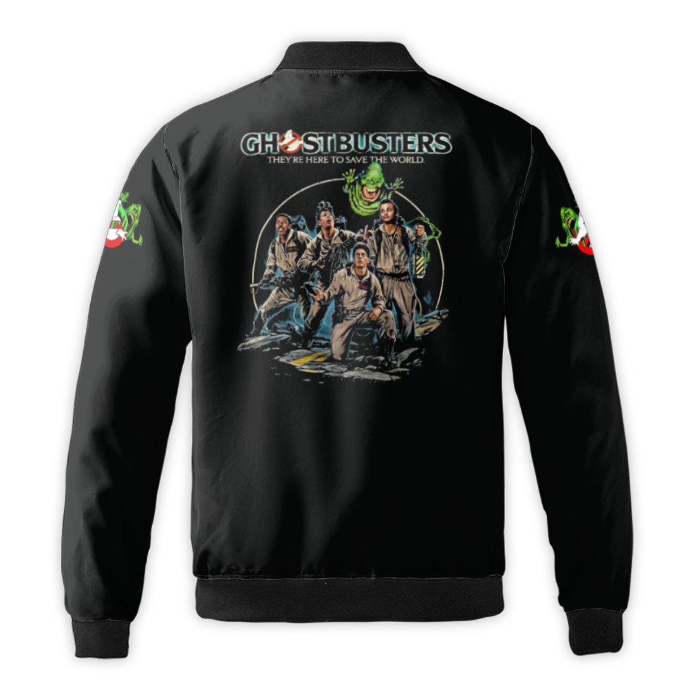 Ghostbusters Bomber Jacket | 80s Movie Graphic Print | Nylon Windbreaker | Unisex Retro Fan Gift