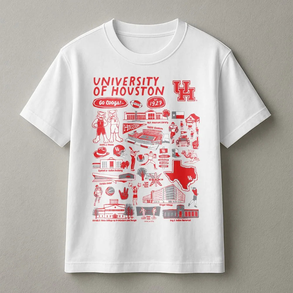 University of Houston T-Shirt | Retro College Campus Collage Graphic | Premium Soft Cotton | Gift for UH Students, Alumni, an