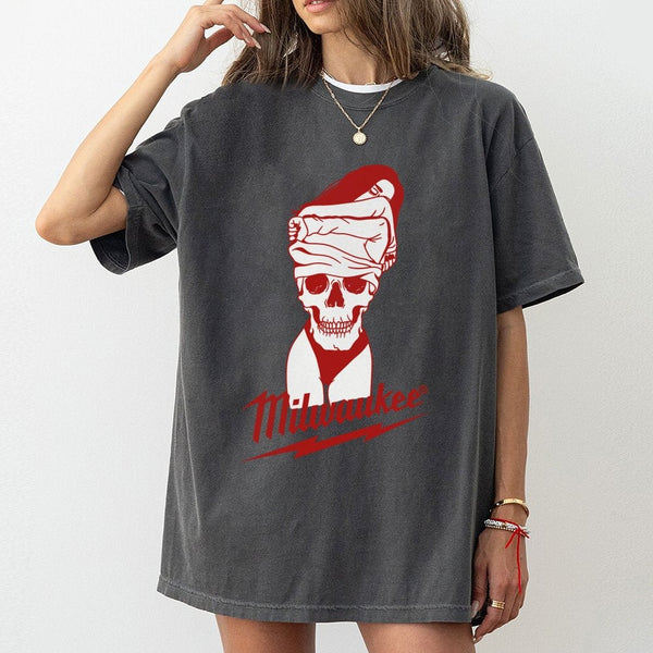 Milwaukee Skull T-Shirt | Edgy Streetwear Graphic Tee | 100% Premium Cotton | Gift for Mechanics and Tool Enthusiasts
