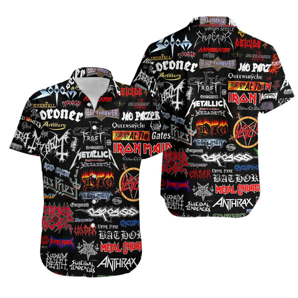 Heavy Metal Rock Band Hawaiian Shirt | All-Over Print Music Festival Top | Lightweight Polyester | Gift For Classic Rock Musi