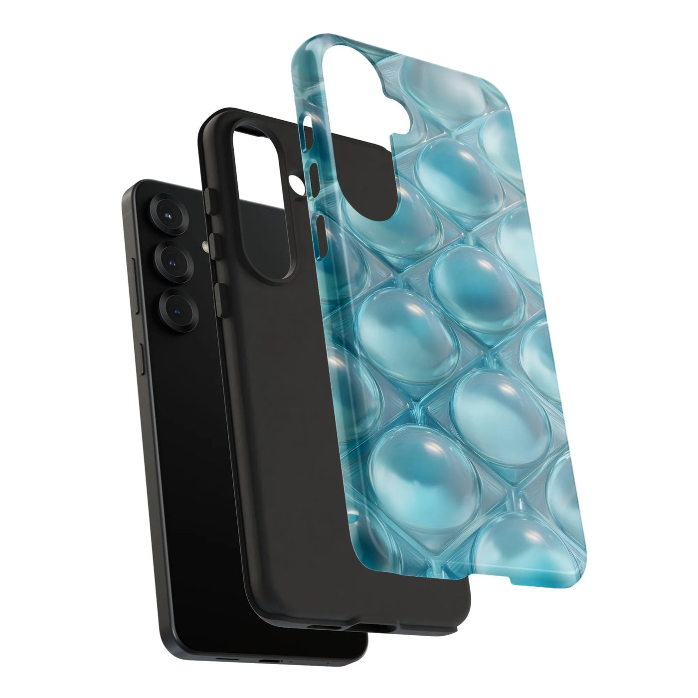 Blue Bubble Fidget Phone Case | Textured 3D Sensory Abstract Pattern | Dual-Layer Polycarbonate Protection | Durable Samsung 