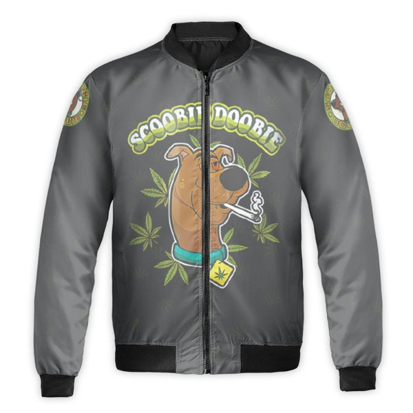 Stoner Cartoon Bomber Jacket | Funny 420 Weed Leaf Graphic | Durable Nylon Streetwear | Unisex Casual Gift For Fans
