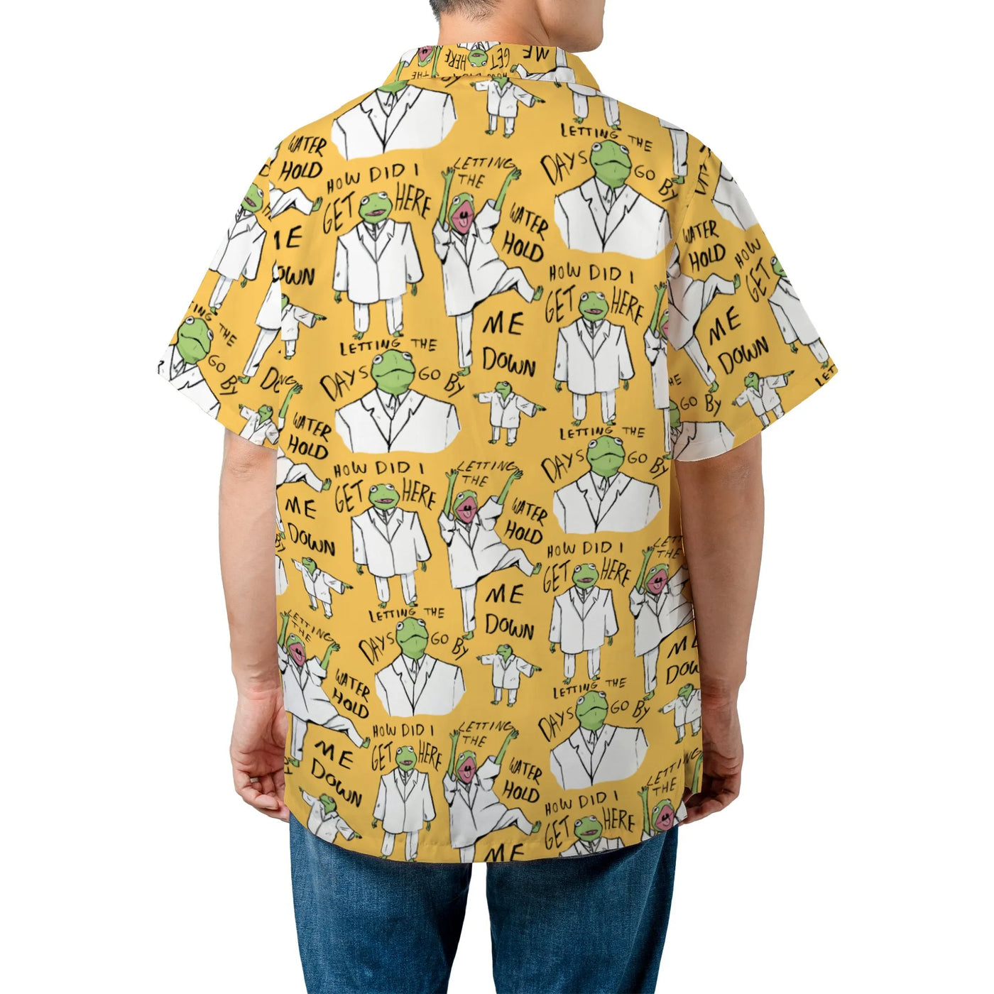 Once in a Lifetime Hawaiian Shirt | David Byrne Frog All Over Print | Premium Woven Polyester | Gift for Talking Heads Fan