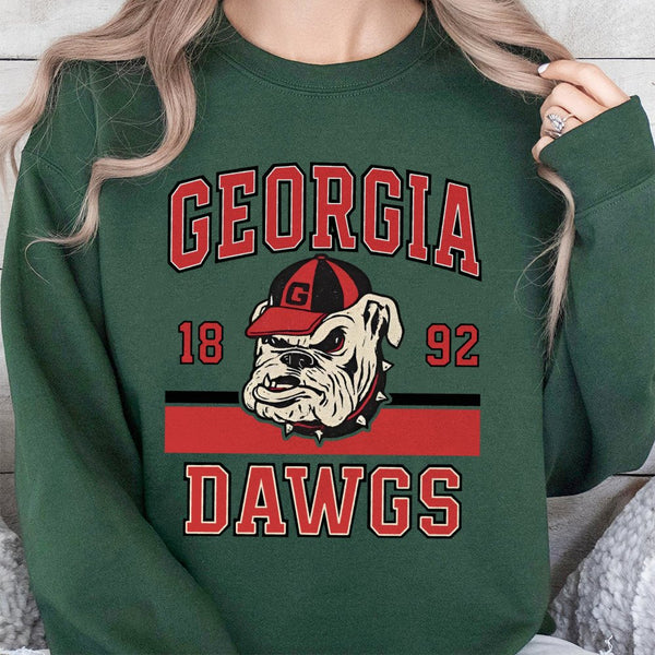 Georgia Dawgs Sweatshirt | Vintage Bulldog Mascot Graphic | Premium Cotton Blend | Unisex Game Day Apparel for College Footba
