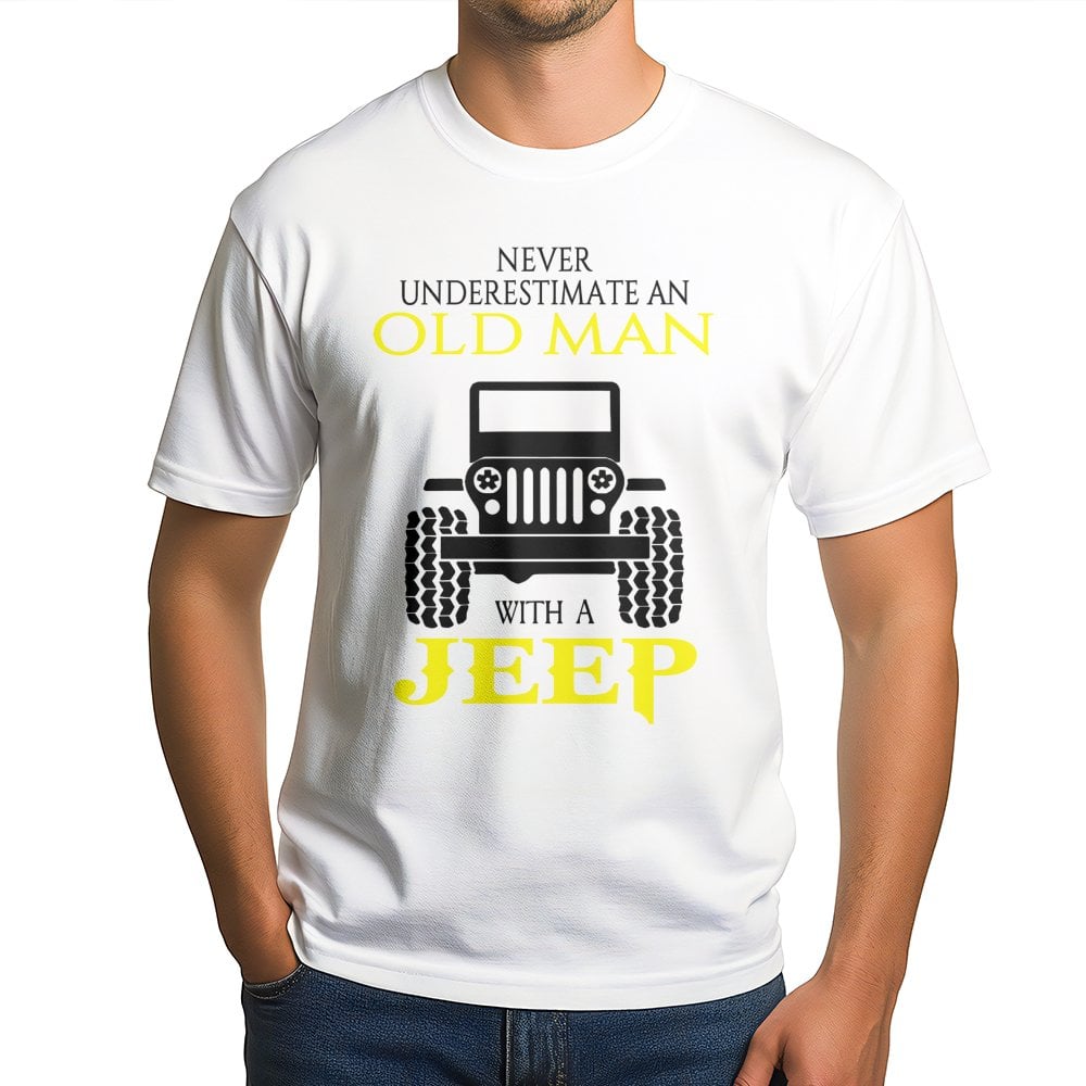 Old Man With A Jeep T-Shirt | Funny Off Road Car Graphic | 100% Premium Soft Cotton | Gift For Jeep Owners And Enthusiasts