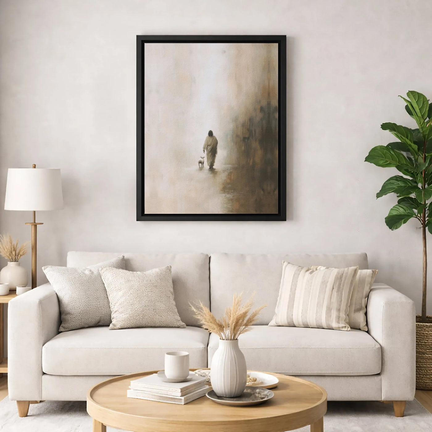 Good Shepherd Wall Art | Jesus Walking With Lamb Print | Premium 1.25" Gallery Wrap Canvas | Christian Home Decor & Religious