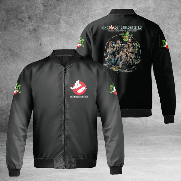 Ghostbusters Bomber Jacket | 80s Movie Graphic Print | Nylon Windbreaker | Unisex Retro Fan Gift
