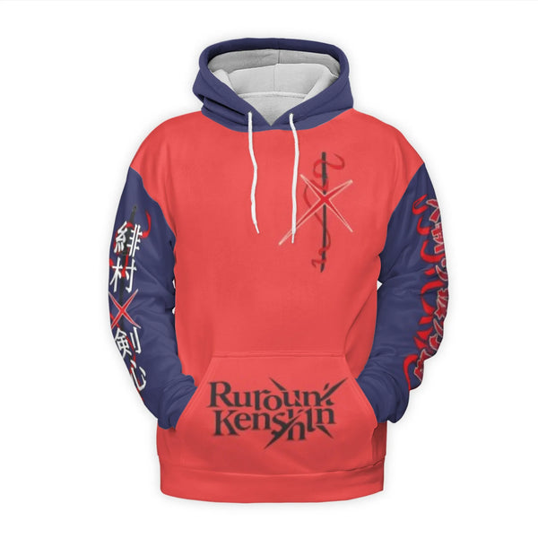 Rurouni Kenshin Anime Hoodie | Himura Kenshin Samurai X Graphic Print | Premium Brushed Fleece Pullover | Unisex Otaku Gift F