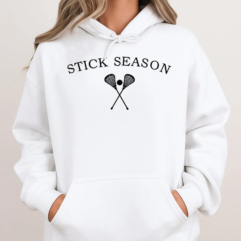 Stick Season Lacrosse Hoodie | Crossed Lacrosse Sticks Graphic | Premium Cotton Blend | Gift for Lacrosse Player or Lacrosse 