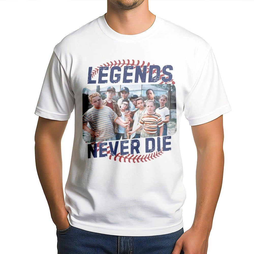 Legends Never Die T-Shirt | Retro 90s Baseball Movie Graphic Tee | Premium Cotton Casual Wear | Nostalgic Gift for Movie Fans