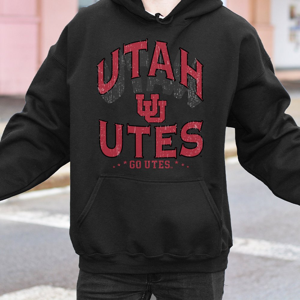Utah Utes Hoodie | Distressed Block U Graphic | Premium Cotton Blend Sweatshirt | Gift for College Football Fans