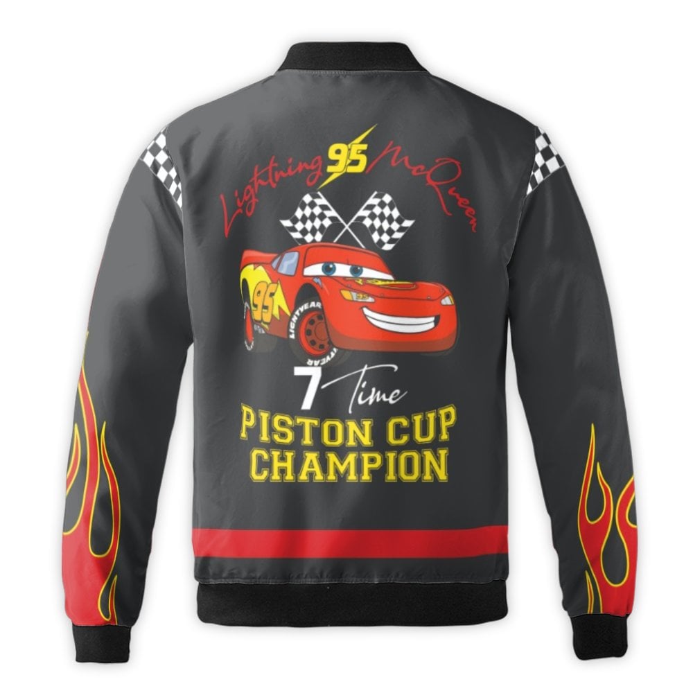 Racing Car Champion Bomber Jacket | Lightning 95 Graphic Print | Durable Nylon Streetwear | Unisex Premium Sportswear Gift