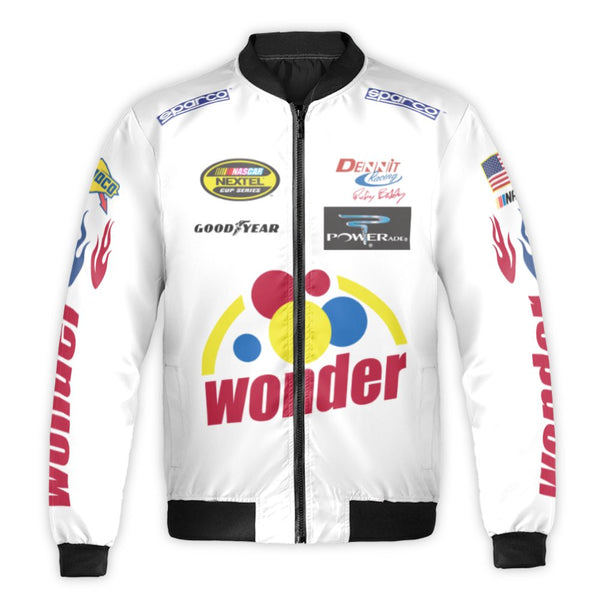 Wonder Bread Racing Bomber Jacket | Ricky Bobby Tribute Graphic Print | Premium Nylon Streetwear | Funny Gift for Talladega N