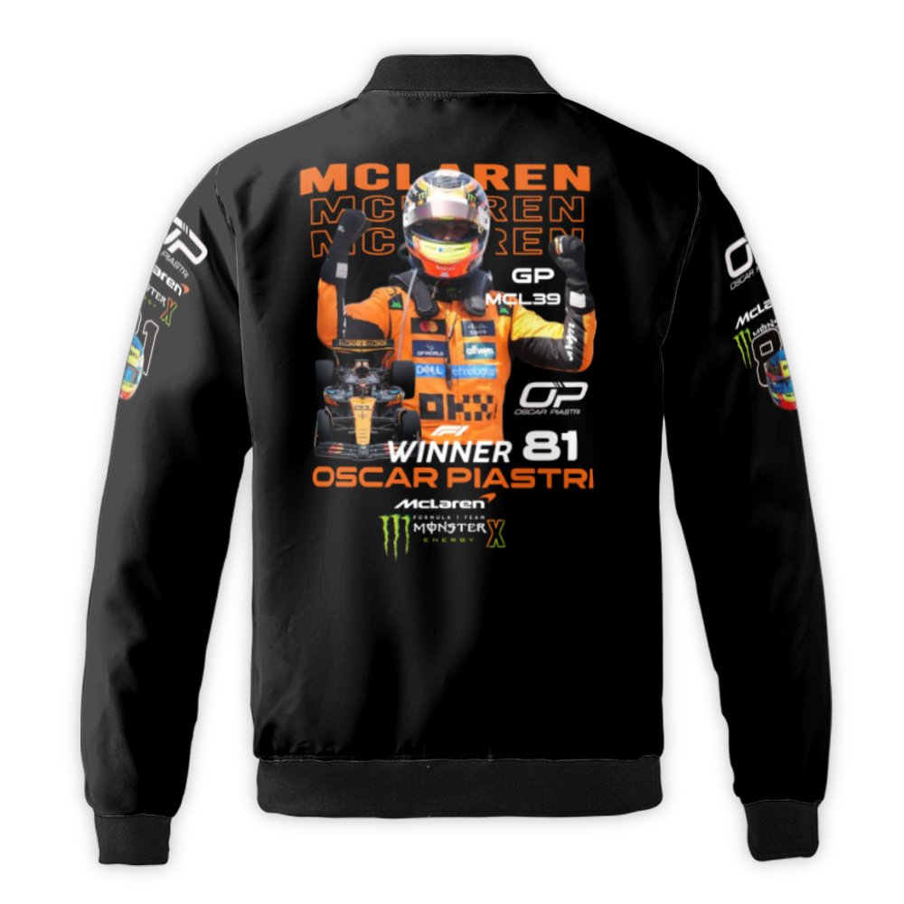 Oscar Piastri F1 Bomber Jacket | McLaren Racing Team MCL39 Graphic | Premium Nylon Streetwear | Race Day Gift for Formula 1 F
