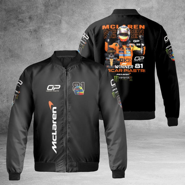 Oscar Piastri F1 Bomber Jacket | McLaren Racing Team MCL39 Graphic | Premium Nylon Streetwear | Race Day Gift for Formula 1 F