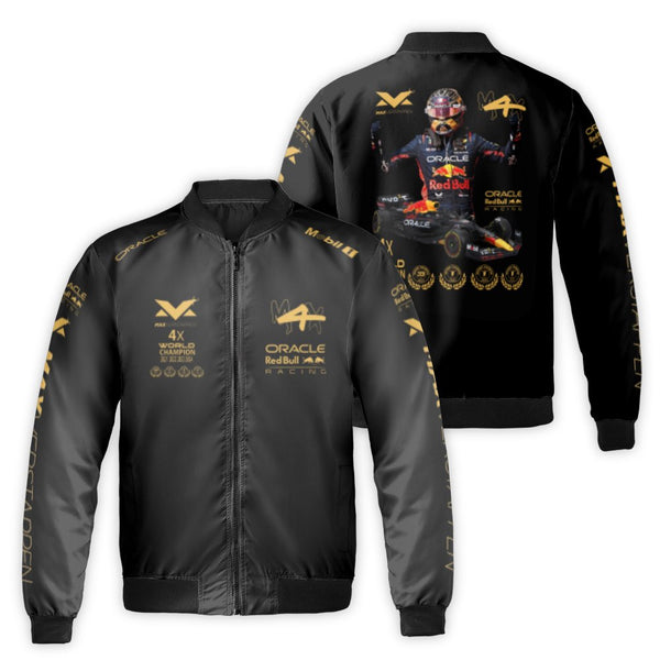 Formula 1 Bomber Jacket | Max Verstappen 4x World Champion Motorsport Apparel | Durable Nylon Shell | Premium Red Bull Racing