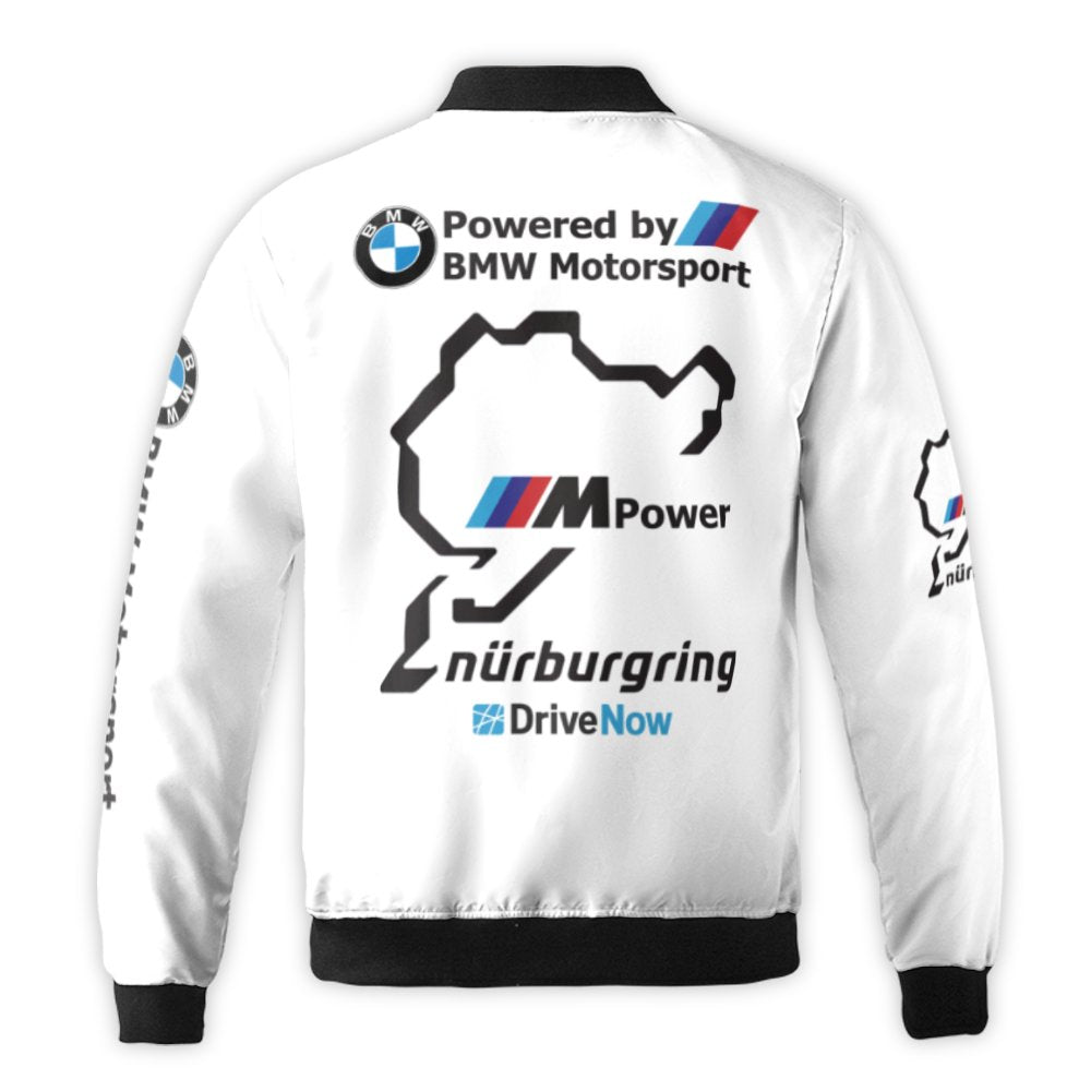 Motorsport Racing Bomber Jacket | Nürburgring Circuit Graphic Design | Durable Nylon Shell | Performance Car Enthusiast Gift