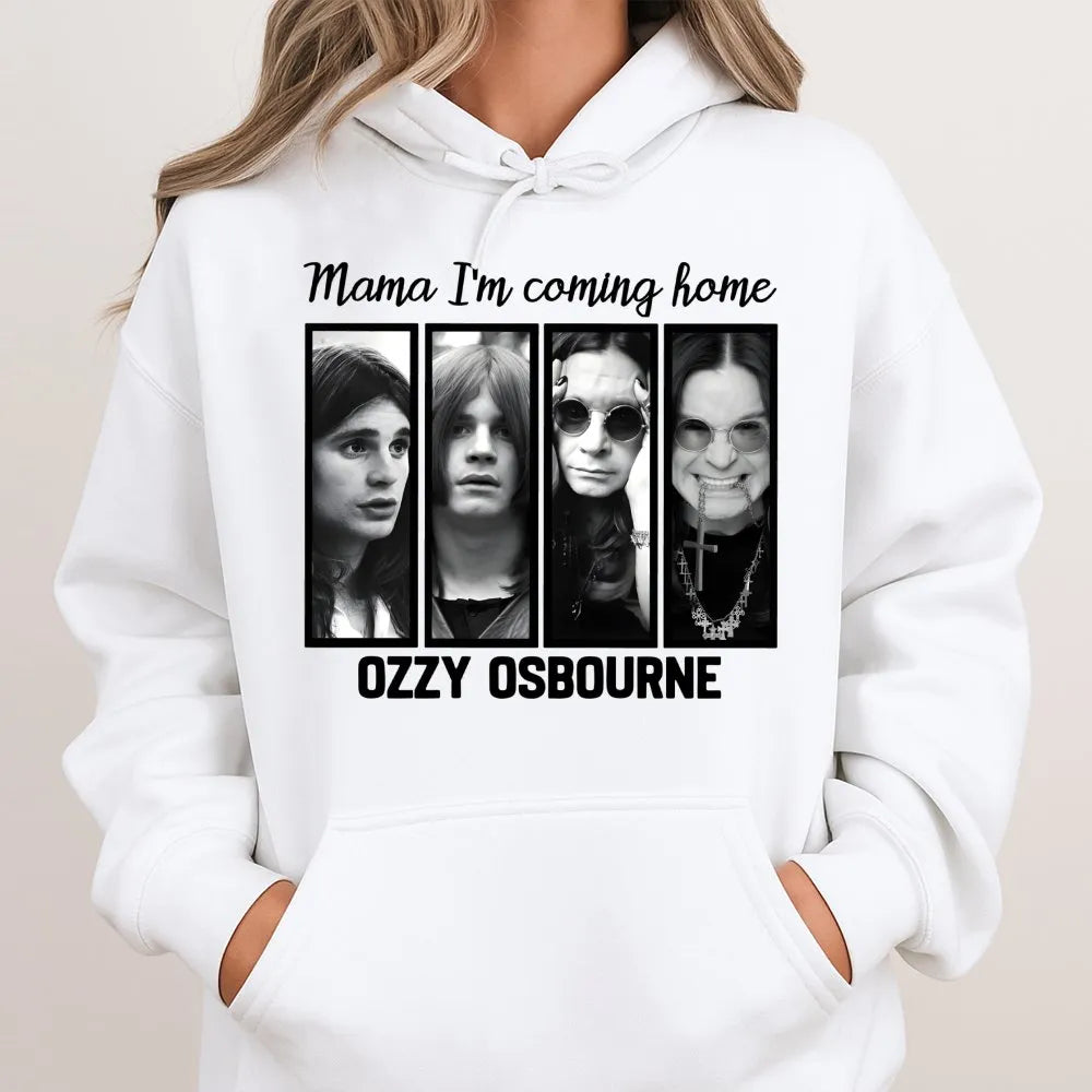Ozzy Osbourne Hoodie | Mama I'm Coming Home Graphic Print | Premium Cotton-Blend Fleece | Rock Music Fan Gift | Unisex Vintag