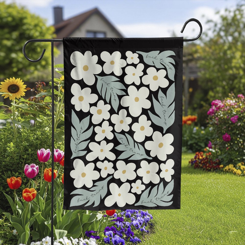 Anti Trump Garden Flag | Floral Yard Sign | Premium Weather-Resistant Polyester | Protest Lawn Decor for Home or Patio