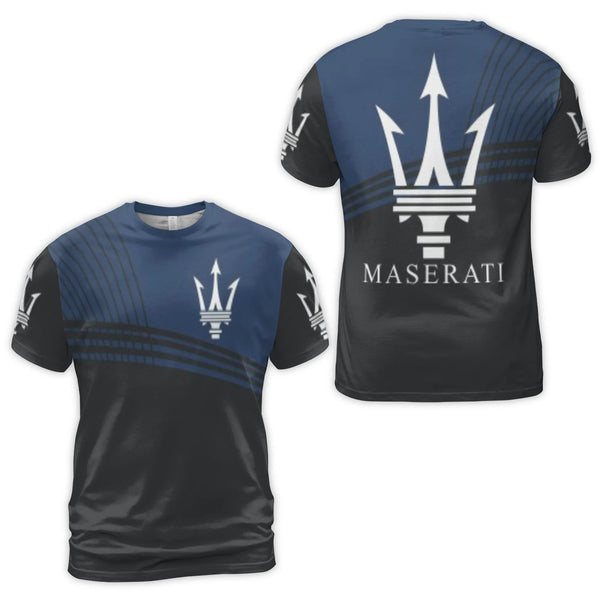 Maserati Trident Logo 3D T-Shirt | Luxury Sport Car Graphic Tee | Premium Polyester Spandex | Gift for Car Enthusiasts and Fa