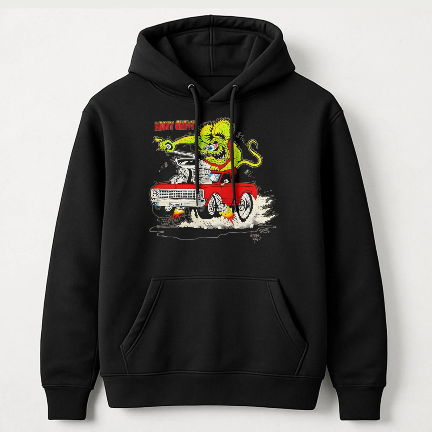 Hot Rod Monster Hoodie | Ed Roth Style Heavy Chevy Graphic | Premium Cotton Blend | Gift For Classic Car Enthusiasts And Hot 