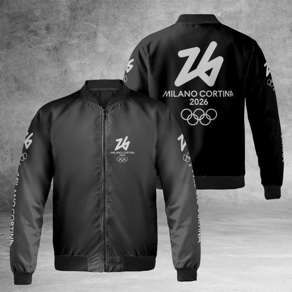 Milano Cortina 2026 Winter Sports Bomber Jacket | Commemorative Olympic Fan Apparel | Nylon Outer Shell | Unisex Streetwear G