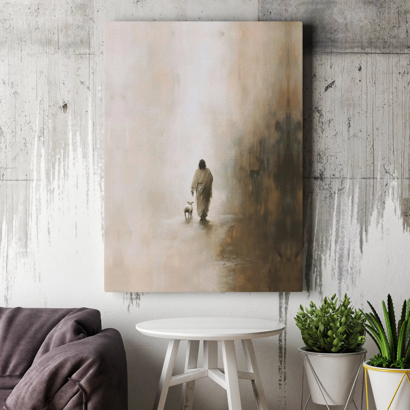 Good Shepherd Wall Art | Jesus Walking With Lamb Print | Premium 1.25" Gallery Wrap Canvas | Christian Home Decor & Religious