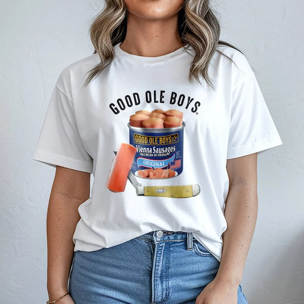 Vienna Sausage T-Shirt | Funny Retro Country Food Graphic | Premium Soft Cotton Tee | Gift for Southern BBQ and Cookout Fans