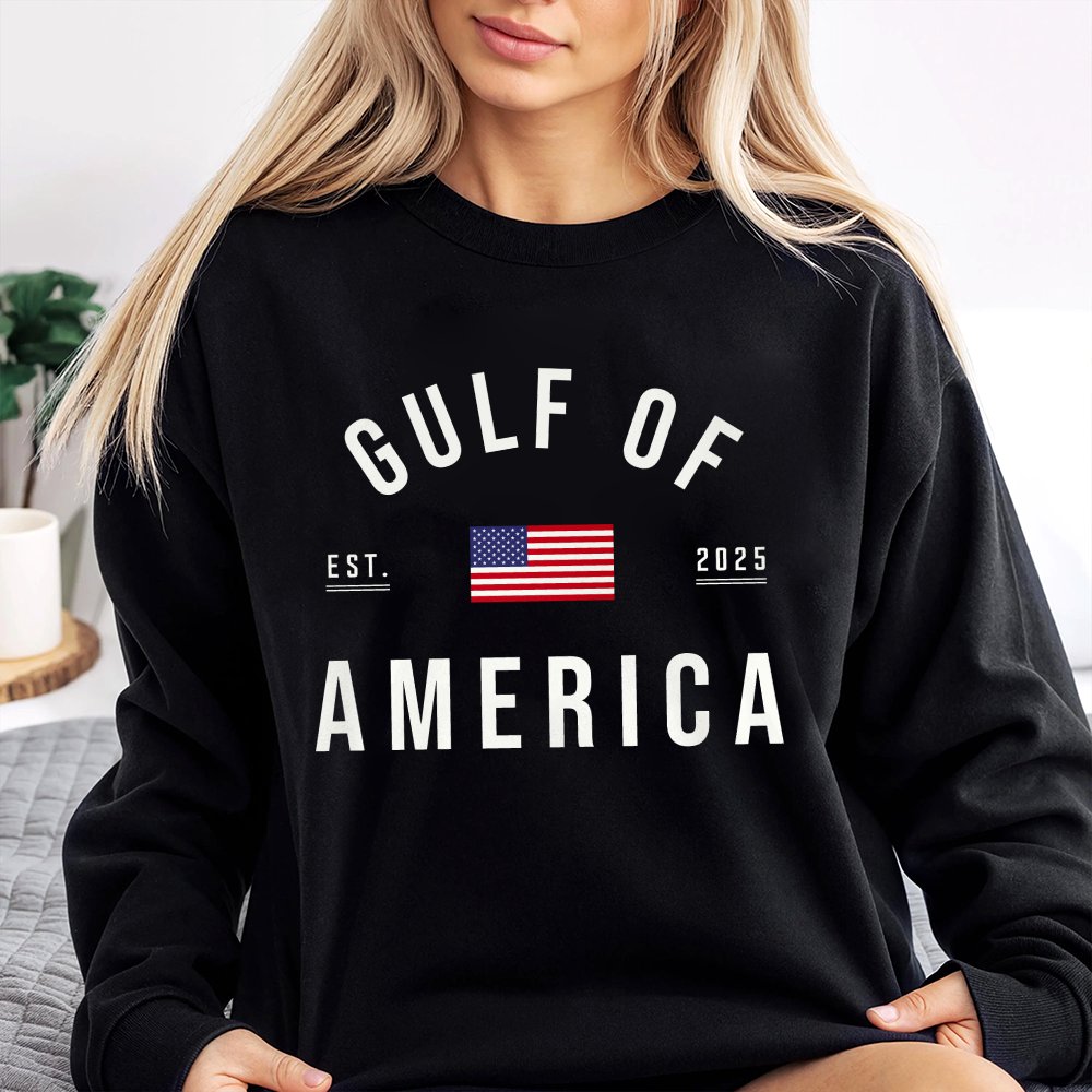 Gulf of America Sweatshirt | Patriotic American Flag Est 2025 Graphic | Premium Cotton Blend Crewneck | Unisex USA Gift for P