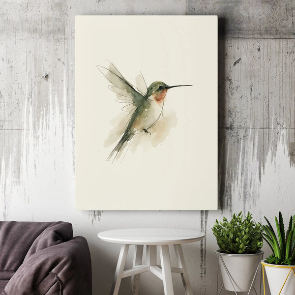 Minimalist Hummingbird Canvas Wall Art | Watercolor Sketch Bird Print | Premium 1.25-Inch Gallery Wrap | Elegant Home & Offic