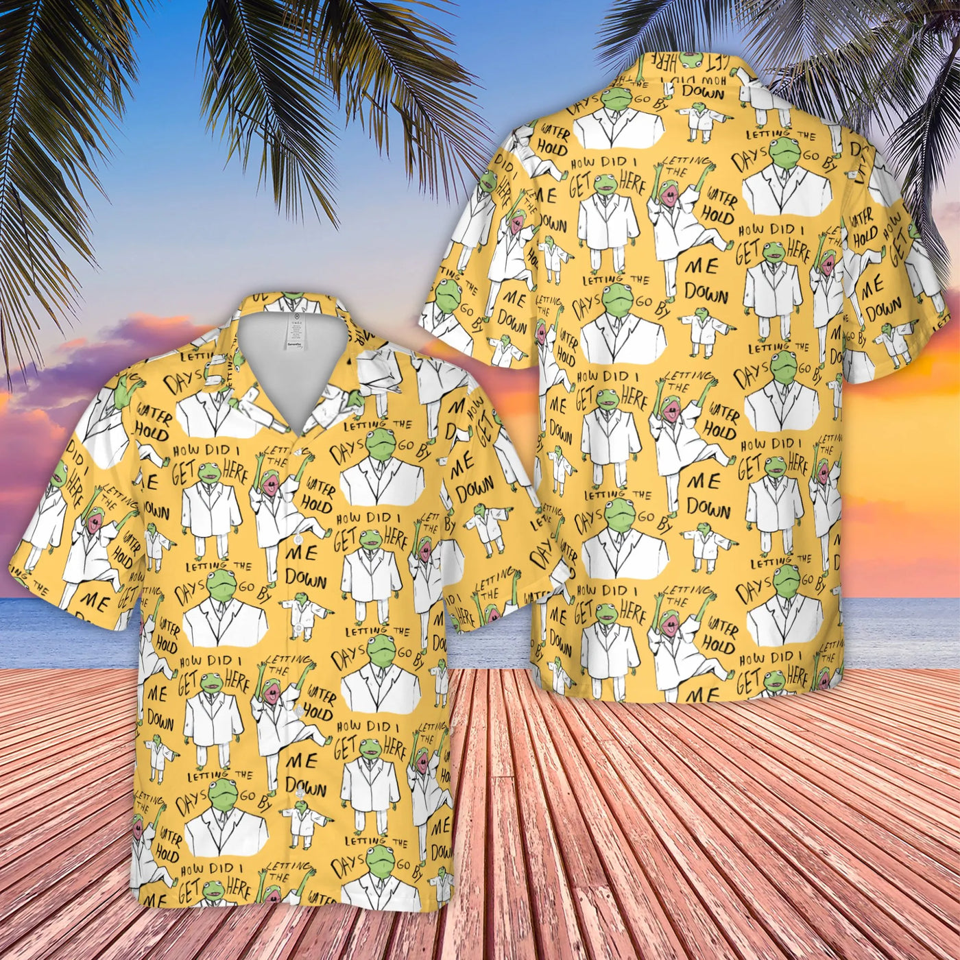 Once in a Lifetime Hawaiian Shirt | David Byrne Frog All Over Print | Premium Woven Polyester | Gift for Talking Heads Fan