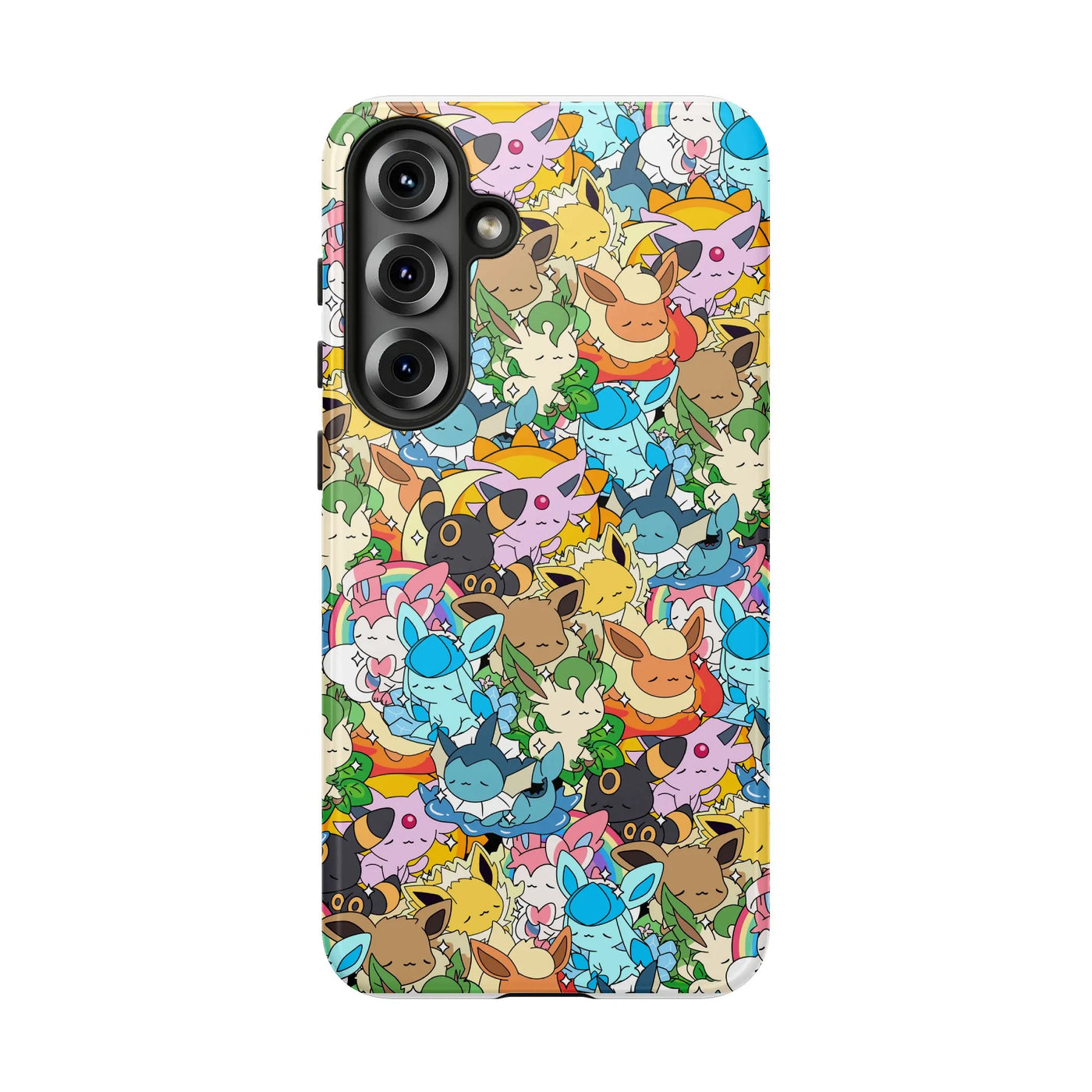 Cute Monster Creature Phone Case | Eevee Evolution Collage Pattern | Durable Polycarbonate Samsung Cover | Premium Gamer Gift