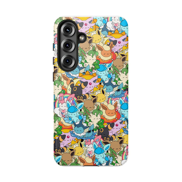 Cute Monster Creature Phone Case | Eevee Evolution Collage Pattern | Durable Polycarbonate Samsung Cover | Premium Gamer Gift