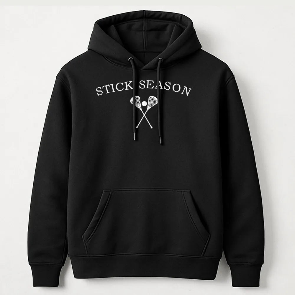 Stick Season Lacrosse Hoodie | Crossed Lacrosse Sticks Graphic | Premium Cotton Blend | Gift for Lacrosse Player or Lacrosse 