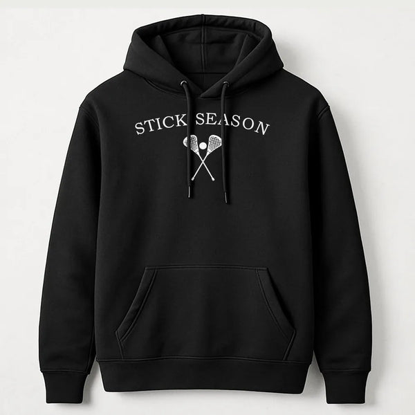 Stick Season Lacrosse Hoodie | Crossed Lacrosse Sticks Graphic | Premium Cotton Blend | Gift for Lacrosse Player or Lacrosse 