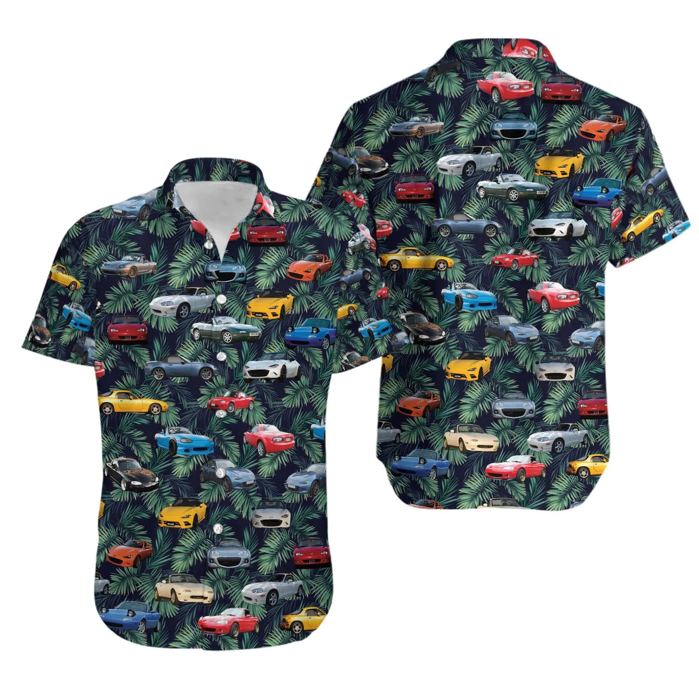 Mazda Miata Hawaiian Shirt | Retro Roadster All-Over Print | Premium Lightweight Fabric | Car Enthusiast Beach Gift